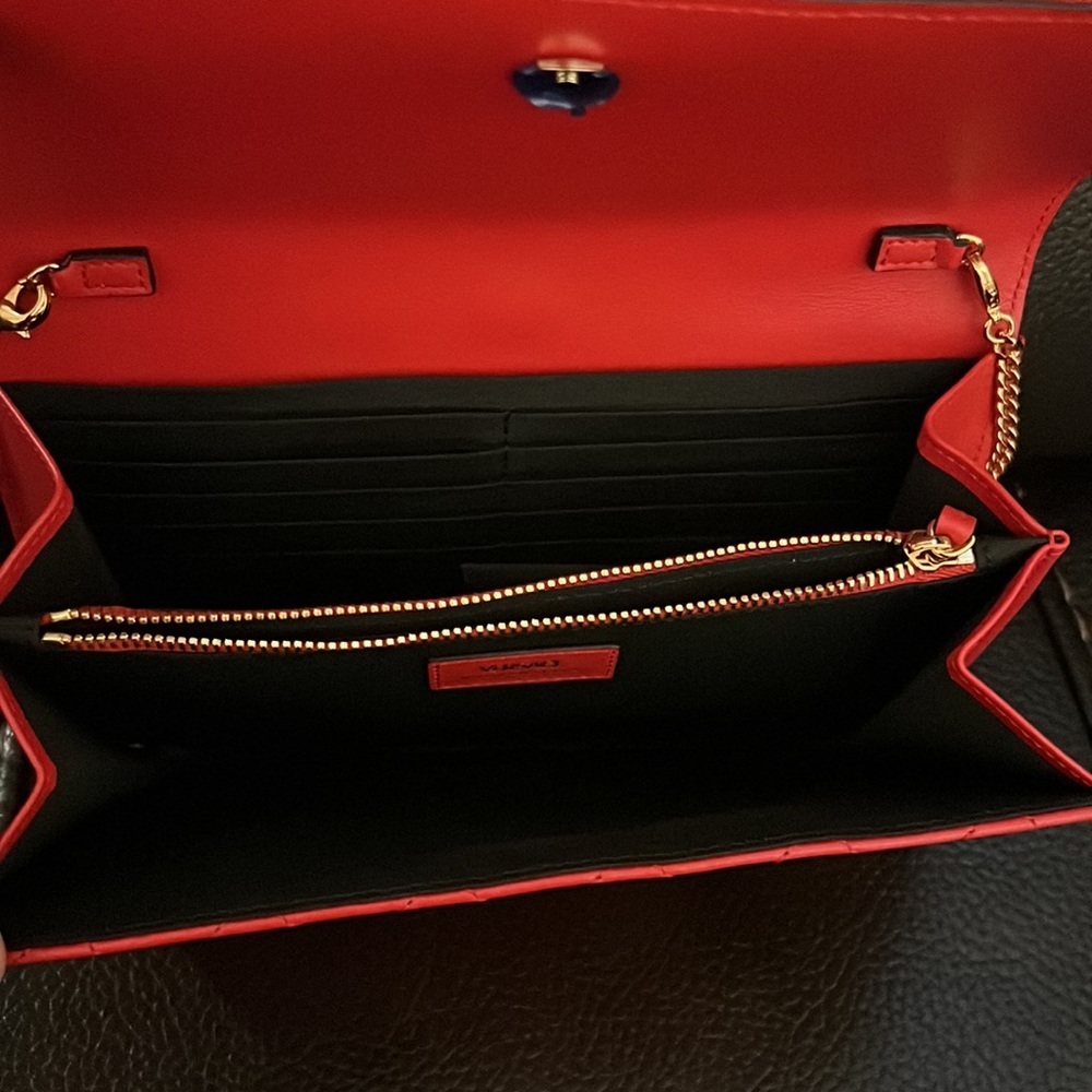 SALE!! Versace red nappa icon medusa logo leather evening bag or wallet on chain - Picture 12 of 14